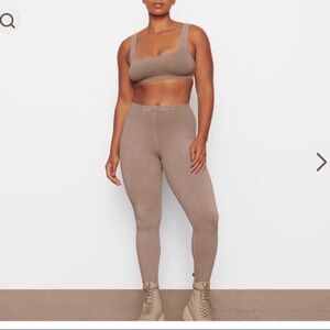 Skims taupe leggings and bralette set